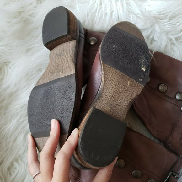 Arturo Chiang Women Riding Boot Knee High Buckle Strap Button Side Zip Brown 6.5 - Picture 12 of 12